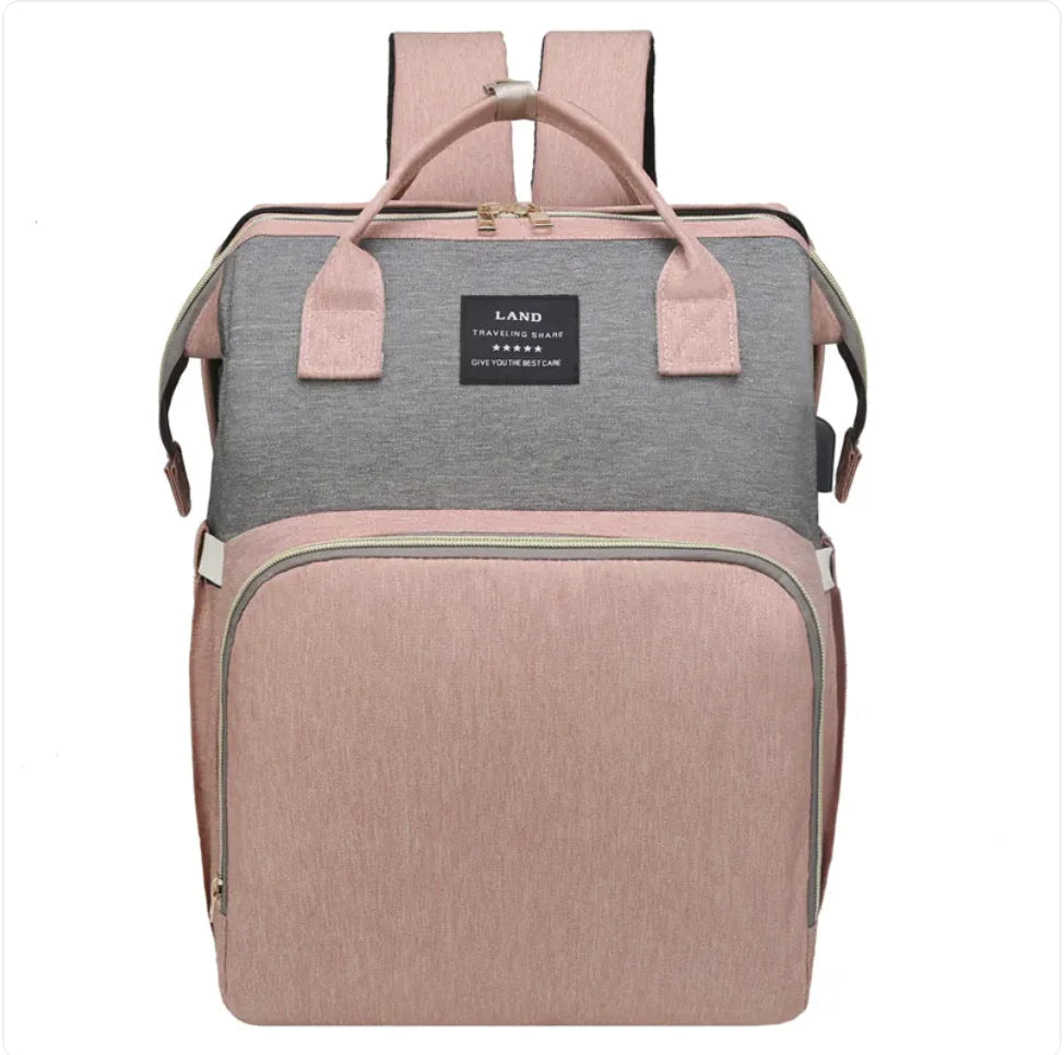 Multifunctional Maternity Diaper Backpack with Removable Mosquito Net and Baby Crib WEM Support (www.WEM.support)