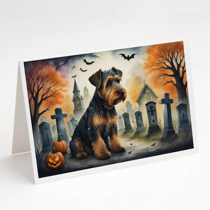 Airedale Terrier Spooky Halloween Greeting Cards Pack of 8 WEM Support (www.WEM.support)