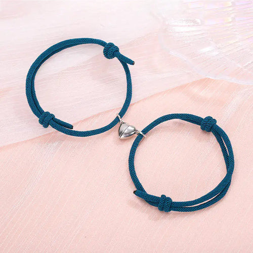 Simple Alloy Love Magnets Attracting Couple Bracelets WEM Support (www.WEM.support)