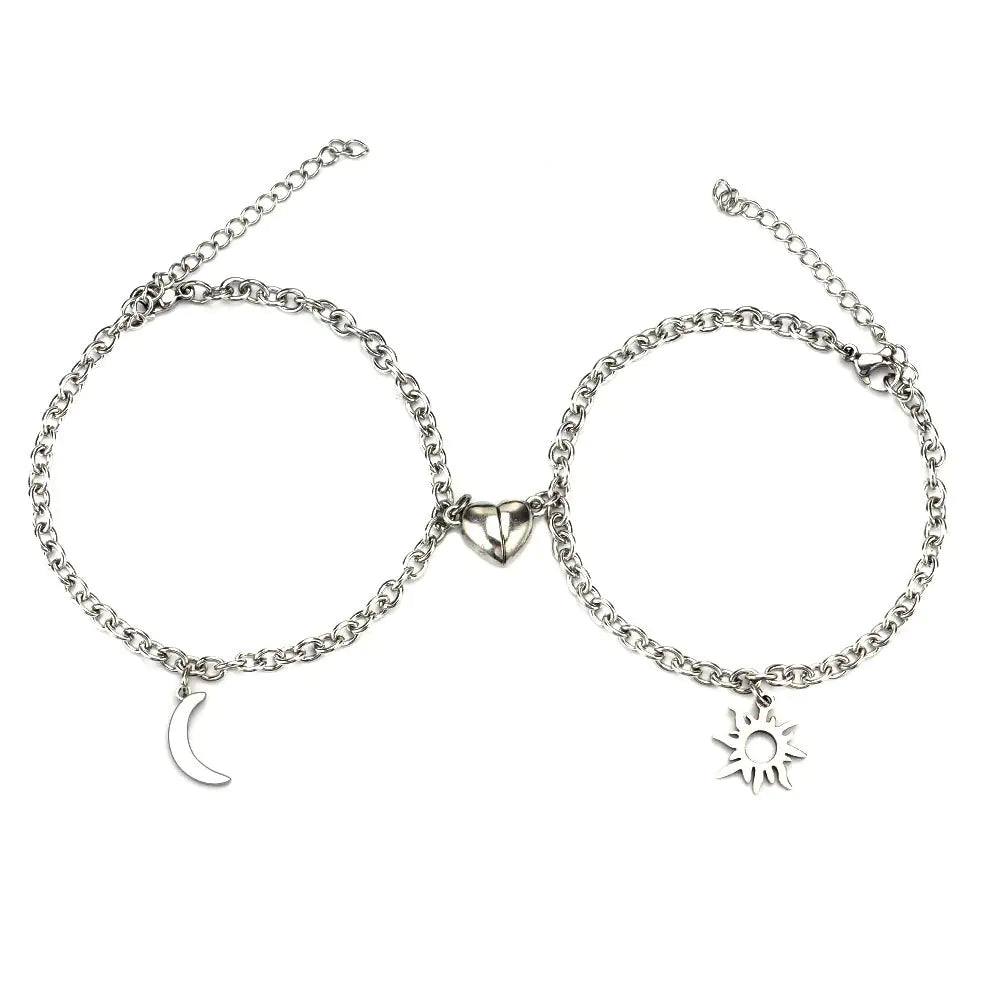 Stainless Steel Sun And Moon Bracelet Creative Sex Heart Magnet Attracts WEM Support (www.WEM.support)