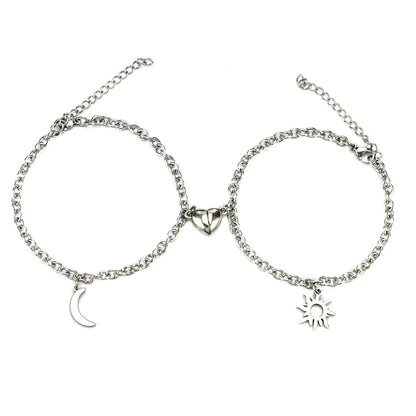 Stainless Steel Sun And Moon Bracelet Creative Sex Heart Magnet Attracts WEM Support (www.WEM.support)