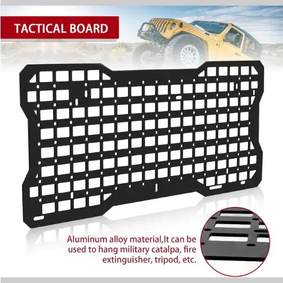 Tailgate Tactical Panel For Wrangler Tailgate Tool Kit Organizer Racks Compatible With  Wrangler 2007-2022 JK JKU  2018-2022 JL JLU WEM Support (www.WEM.support)