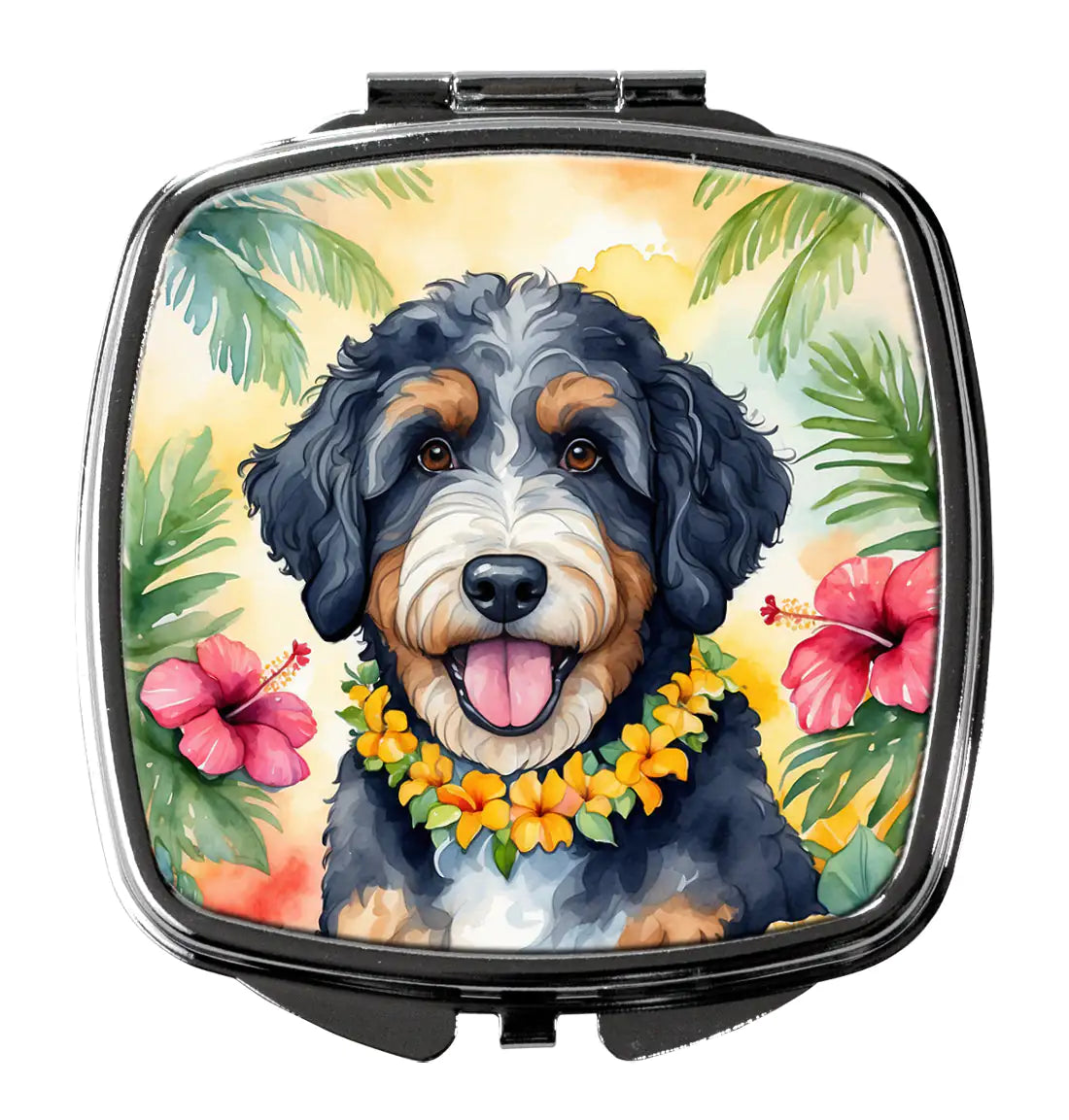 Bernedoodle Luau Compact Mirror WEM Support (www.WEM.support)