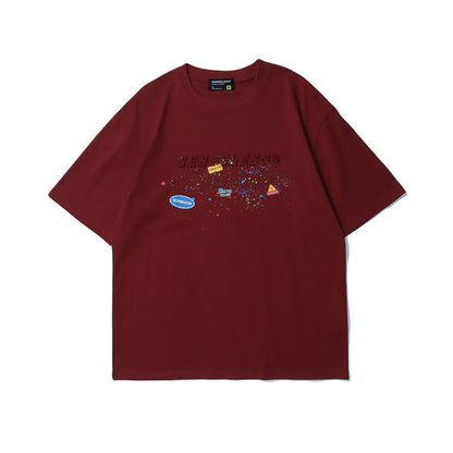 Fun Letter Print Loose Couple T-shirt WEM Support (www.WEM.support)