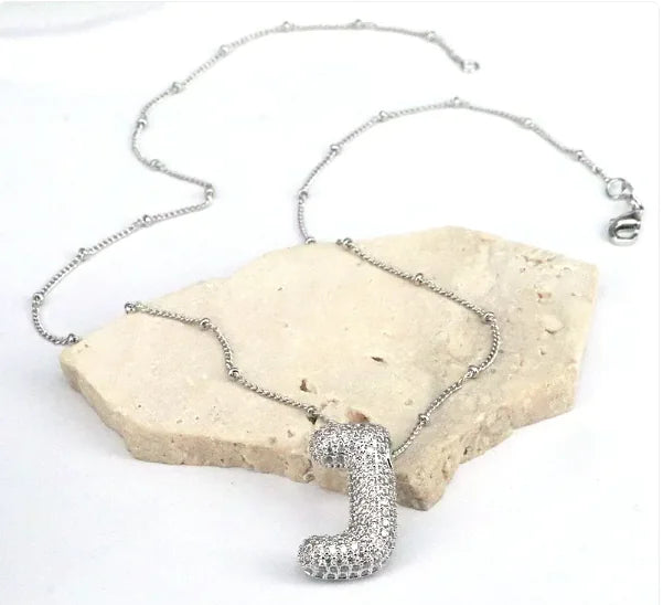 Brass Zircon Letter Necklace WEM Support (www.WEM.support)