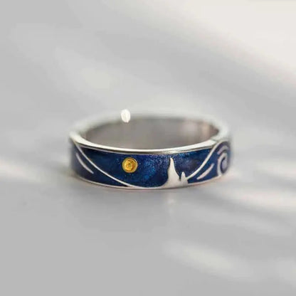 Van Gogh Starry Sky Open Lover Fashion Rings WEM Support (www.WEM.support)