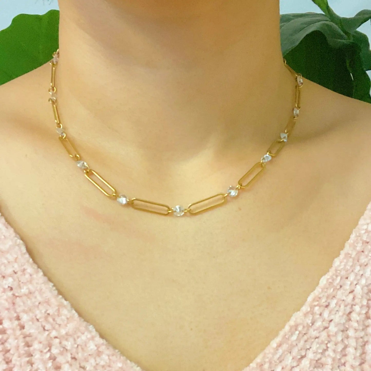 Crystal Linked Chain Necklace WEM Support (www.WEM.support)