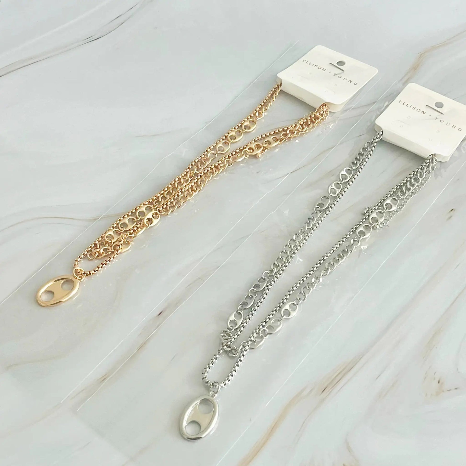 Button Charm Golden Necklace Set WEM Support (www.WEM.support)