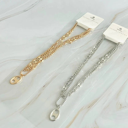 Button Charm Golden Necklace Set WEM Support (www.WEM.support)