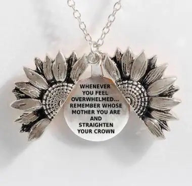 Sunflower Double-layer Lettering Necklace WEM Support (www.WEM.support)