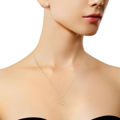 Espira 10K Yellow Gold 1/6 cttw Diamond Heart Circle Pendant Necklace (I-J, I1-I2) WEM Support (www.WEM.support)