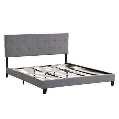 The Bed Frame With An Oversized Fabric Platform Is Easy To Assemble And Is Grey WEM Support (www.WEM.support)