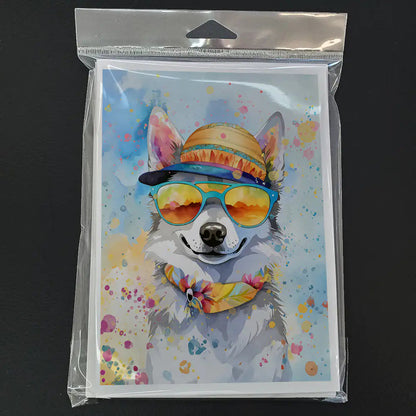 Alaskan Klee Kai Hippie Dawg Greeting Cards Pack of 8 WEM Support (www.WEM.support)