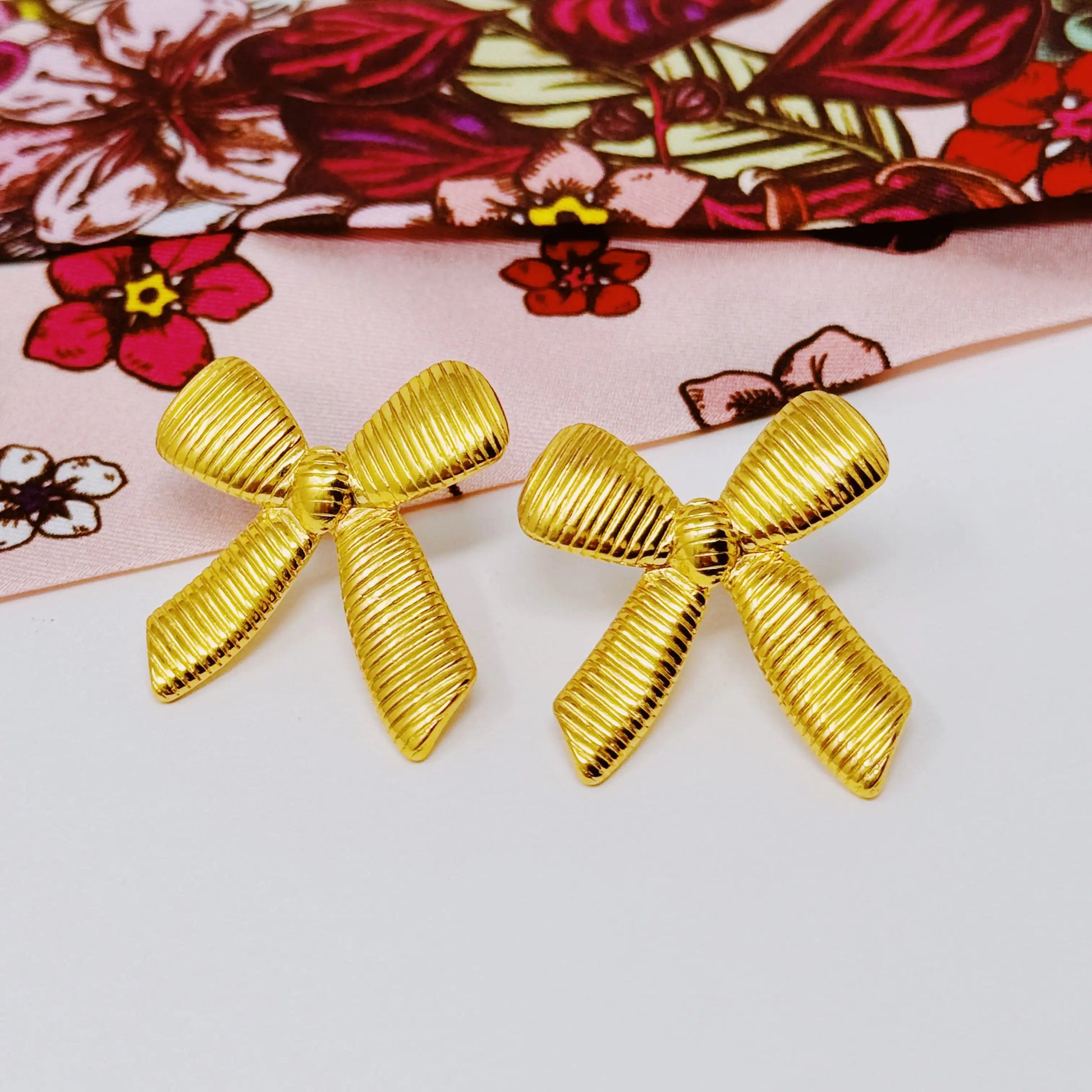 Cabled Bow Stud Earrings WEM Support (www.WEM.support)