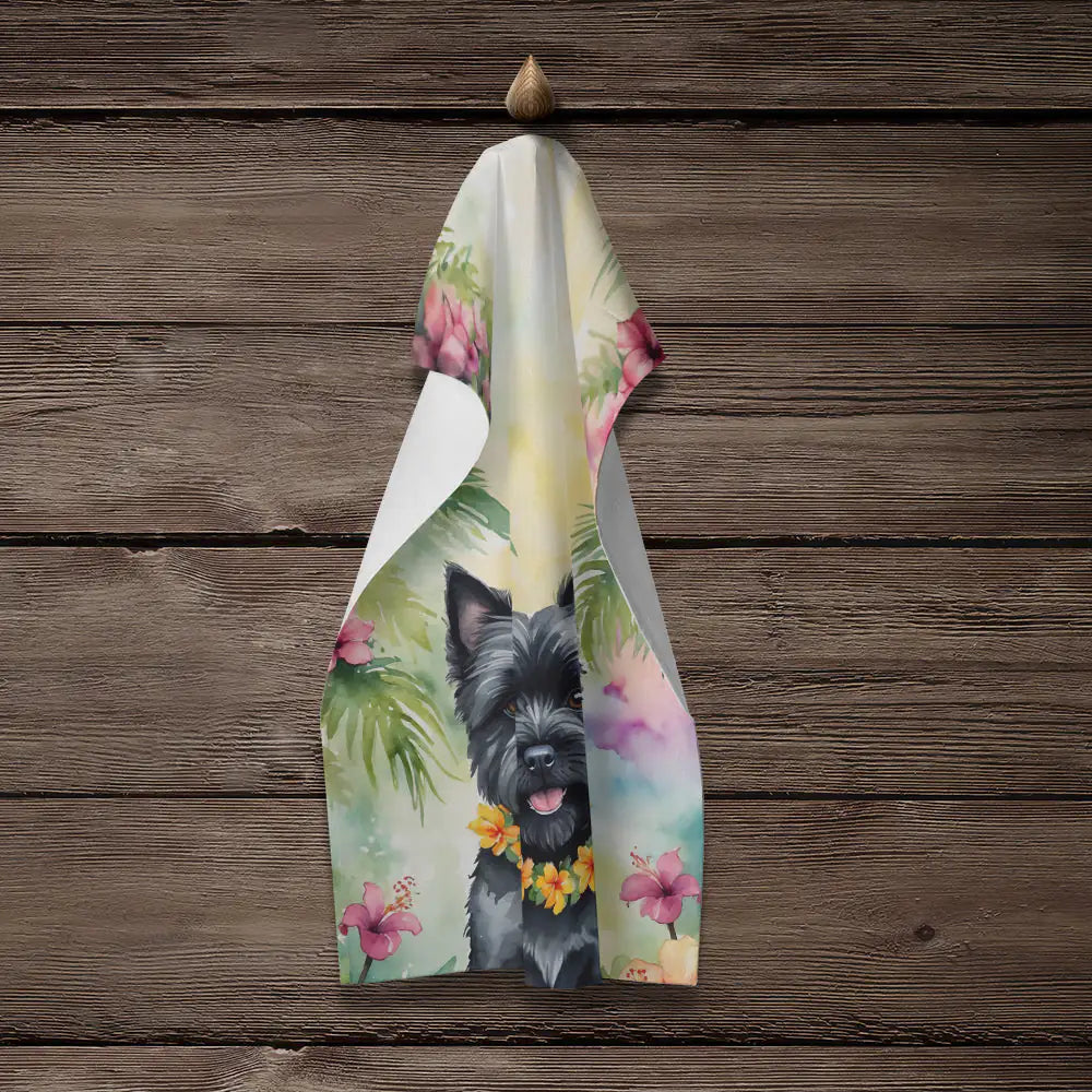 Cairn Terrier Luau Kitchen Towel WEM Support (www.WEM.support)