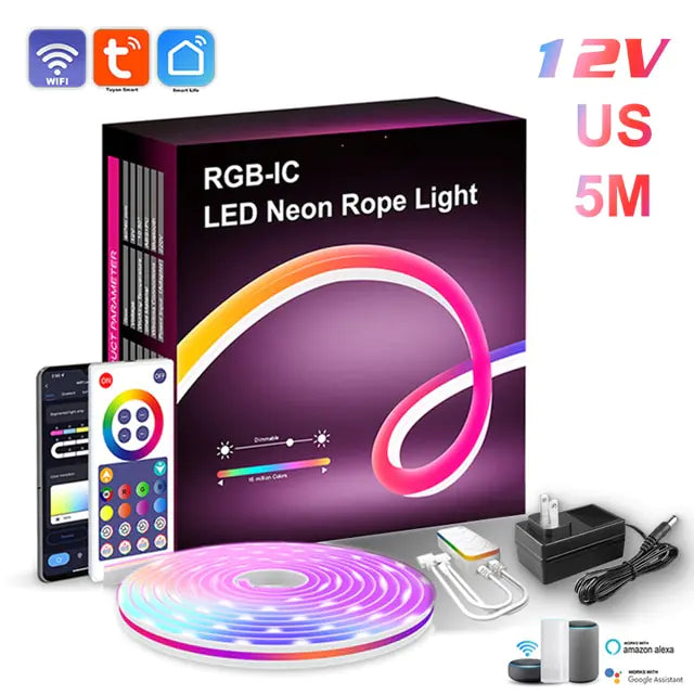 Barra de Luz Neon LED RGB com WiFi, Controle por App e Voz, Sincronização com Música – Ideal para Iluminação de Fundo de TV e Decoração de Ambientes WEM Support (www.WEM.support)