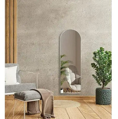Silver 65x22 Inch Metal Arched Stand Full-length Mirror WEM Support (www.WEM.support)
