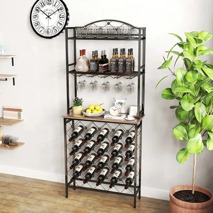 Tall Wine Holder Stand With Wine Glass Holder WEM Support (www.WEM.support)