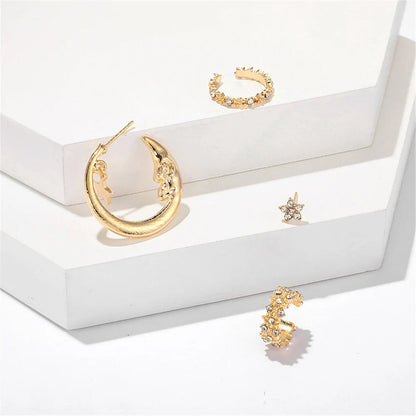 Bohemian Moon Star Crystal Stud Earrings Set WEM Support (www.WEM.support)