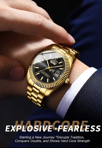 Steel Belt Waterproof Double Calendar Luminous Watch WEM Support (www.WEM.support)