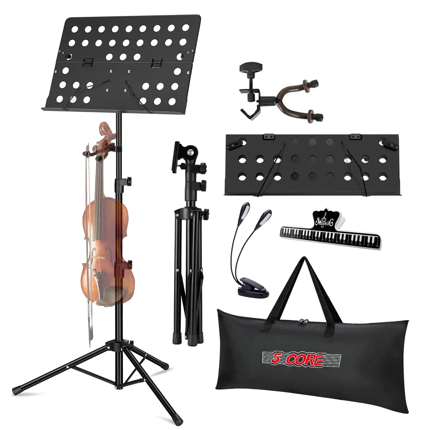 5Core Music Stand For Sheet Music Portable Tripod Adjustable Folding Note Holder BLACK WEM Support (www.WEM.support)