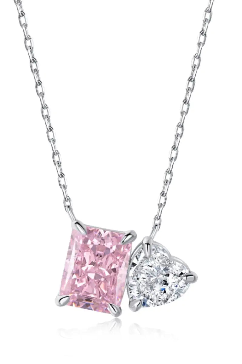 Double Stone Pendant Sterling Silver Necklace WEM Support (www.WEM.support)