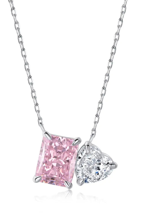 Double Stone Pendant Sterling Silver Necklace WEM Support (www.WEM.support)