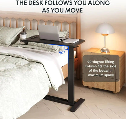 Standing Scroll Table With Hidden Wheels Side Table  Height-adjustable Bed Table Laptop Table WEM Support (www.WEM.support)