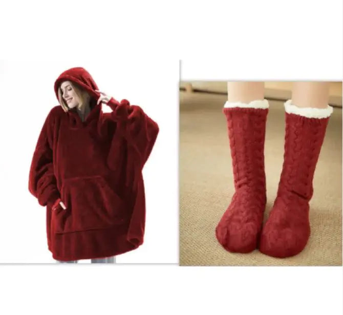 Comfortable Loose Double-Sided Fleece Thicker Wearable Blanket WEM Support (www.WEM.support)