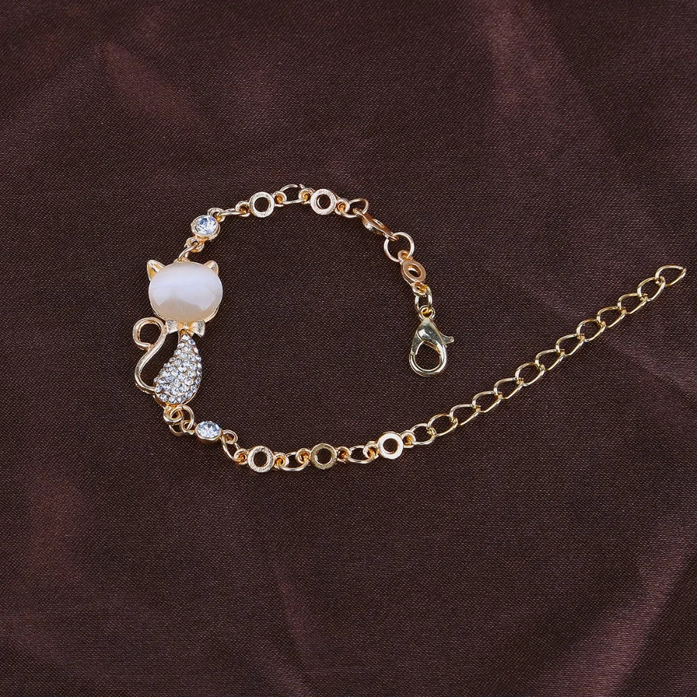 Rose Gold Alloy Lovely Cat Bracelets WEM Support (www.WEM.support)
