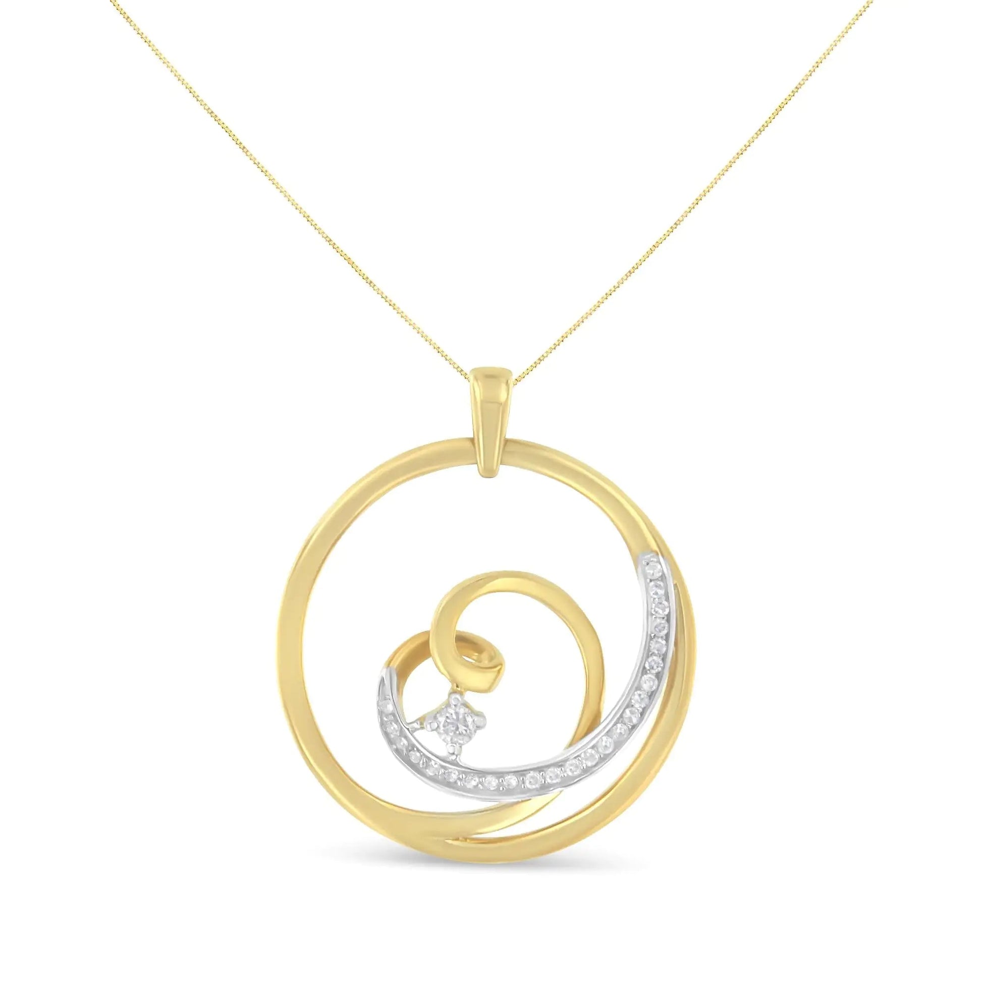 Espira 10K Yellow Gold 1/6 cttw Diamond Heart Circle Pendant Necklace (I-J, I1-I2) WEM Support (www.WEM.support)