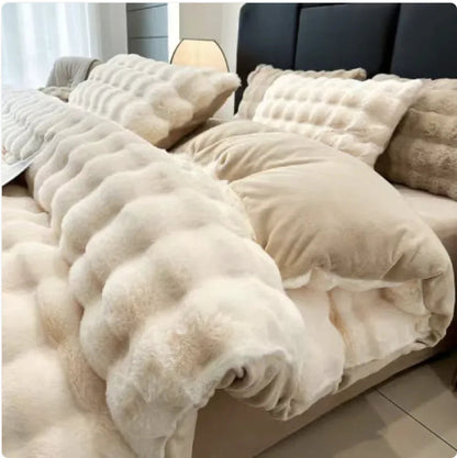 Plush Thermal Coral Fleece 4-Piece Bedding Set WEM Support (www.WEM.support)