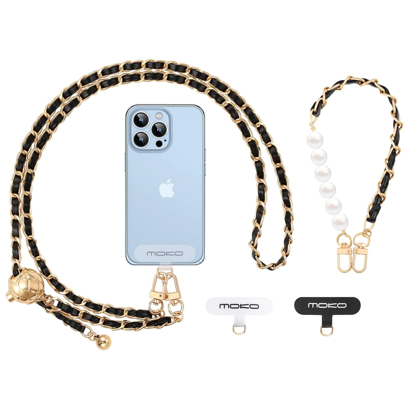 MoKo Crossbody Phone Lanyard, Adjustable Cell Phone Lanyard, Premium 8mm Thick Rope Mobile Phone Lanyard for iPhone, Samsung,and More | Phone Neck Strap×1, Wrist Strapx1, Lanyard Patch×2, Black HejK.com