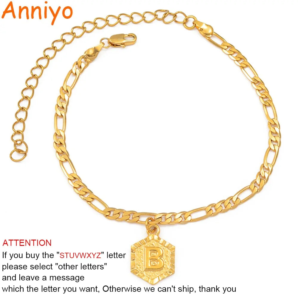Extender Chain A-Z Initial Letter Anklet for Women WEM Support (www.WEM.support)