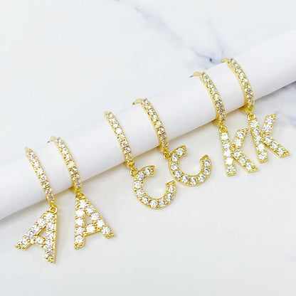 Crystal Initial Drop Earrings WEM Support (www.WEM.support)