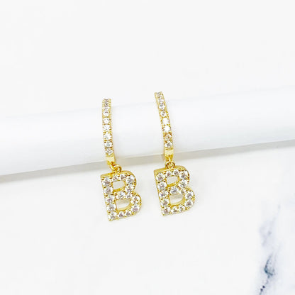 Crystal Initial Drop Earrings WEM Support (www.WEM.support)