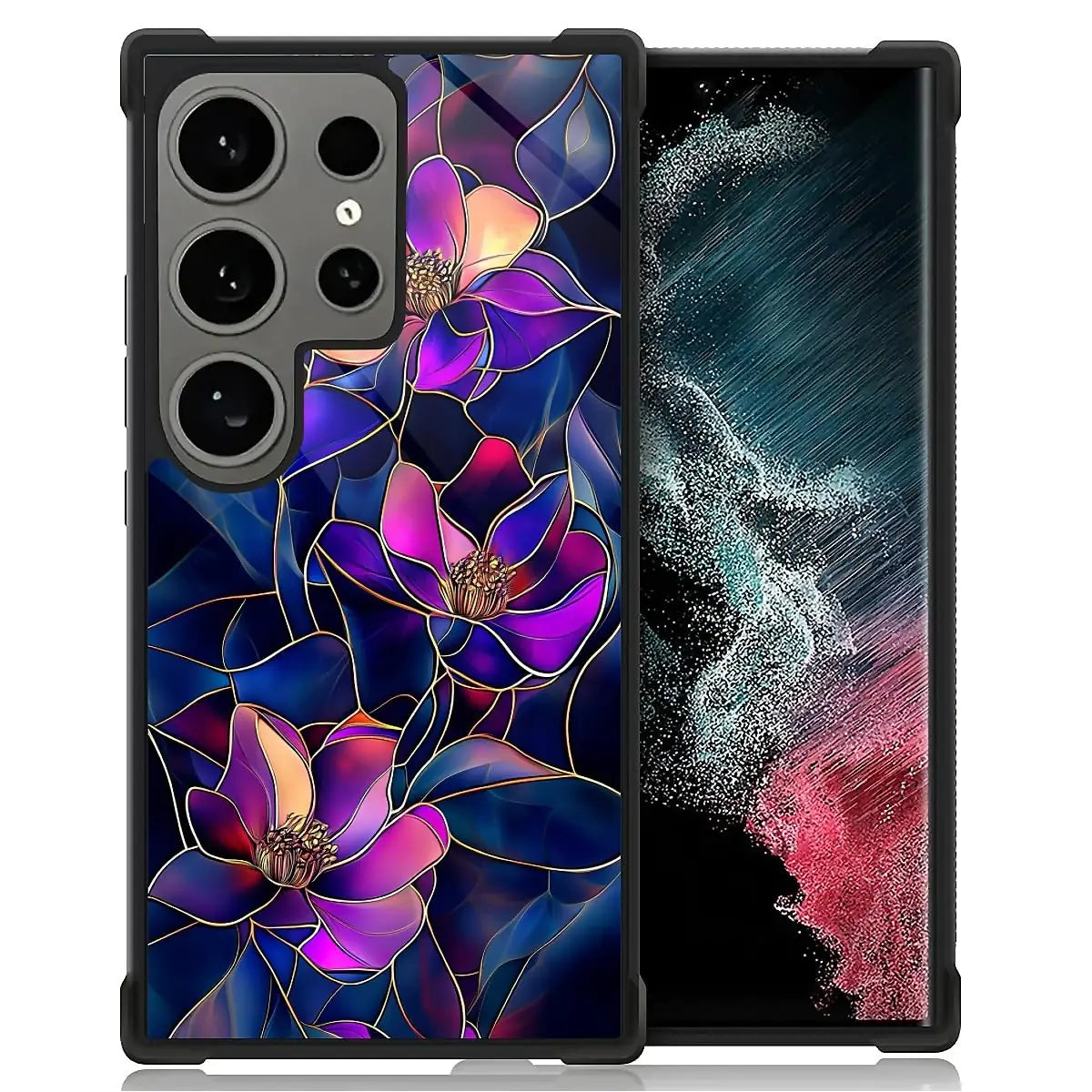 Case Compatible with Samsung Galaxy Z Fold 2 5G Case,Stained Glass Purple Flower Four Airbag Case for Galaxy Z Fold 2 5G,Christmas Drop Protection Case for Samsung Galaxy Z Fold 2 5G