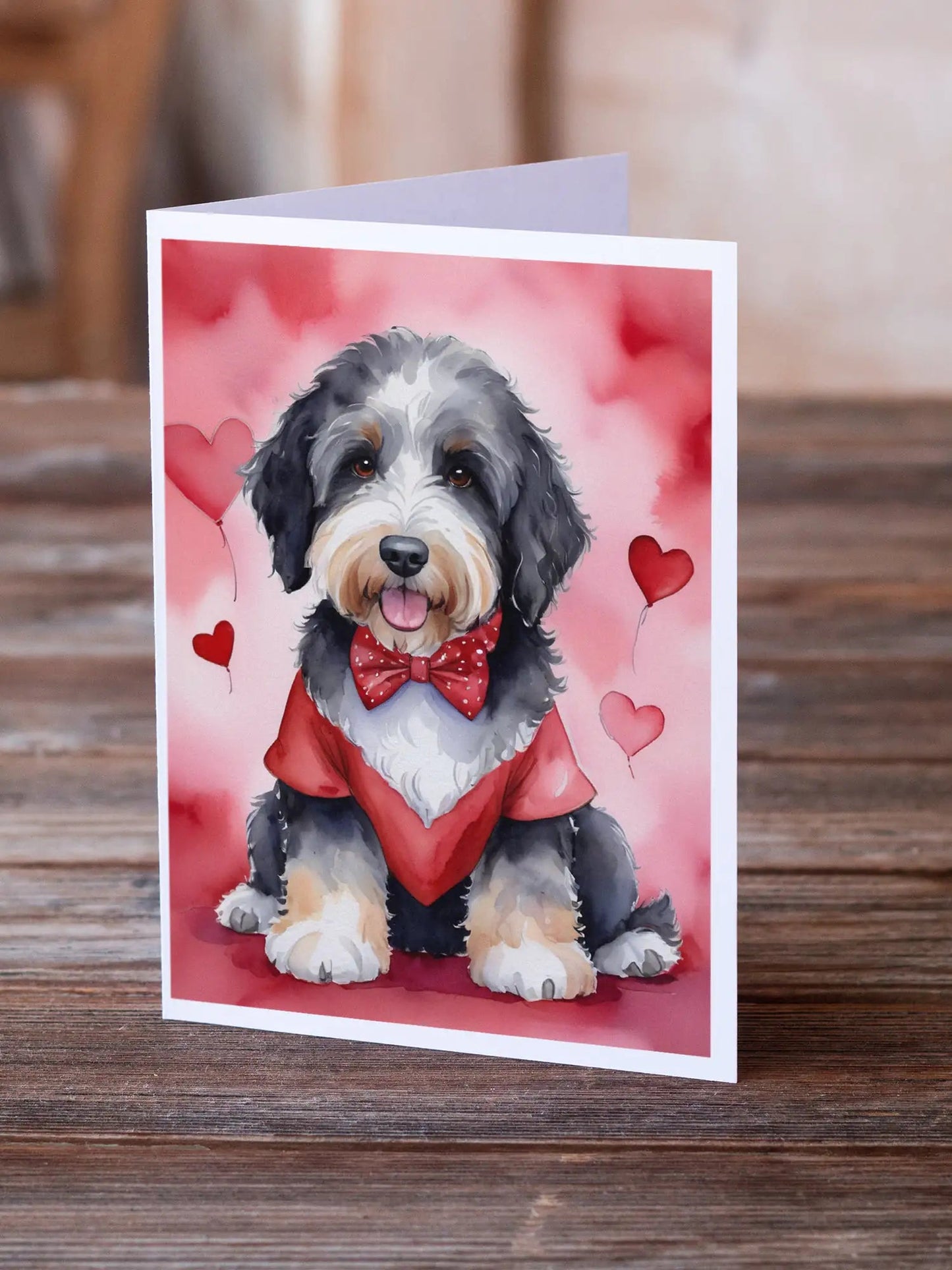 Bernedoodle My Valentine Greeting Cards Pack of 8 WEM Support (www.WEM.support)