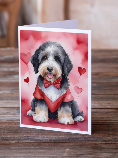 Bernedoodle My Valentine Greeting Cards Pack of 8 WEM Support (www.WEM.support)