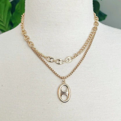 Button Charm Golden Necklace Set WEM Support (www.WEM.support)