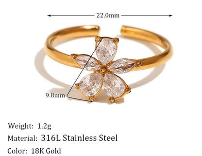 Zircon Flower Petal Ring WEM Support (www.WEM.support)
