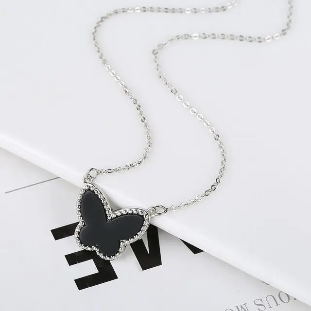 Butterfly Silver-Plated Pendant Necklace WEM Support (www.WEM.support)