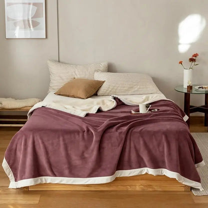 Simple Japanese Style Plain Milk Velvet Casual Blanket WEM Support (www.WEM.support)