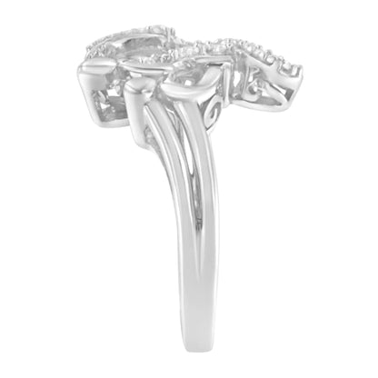 Anel de Prata Esterlina .925 com Diamante em Formato de Coração e Nota Musical (1/10 Cttw, Cor H-I, Clareza I3) WEM Support (www.WEM.support)