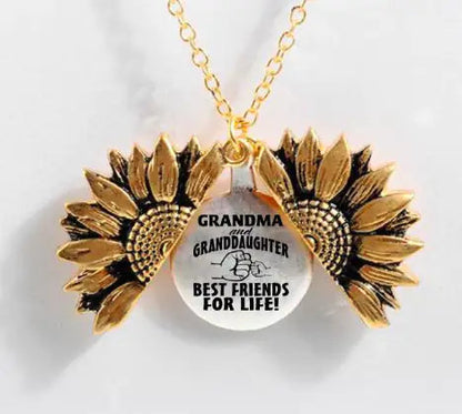 Sunflower Double-layer Lettering Necklace WEM Support (www.WEM.support)