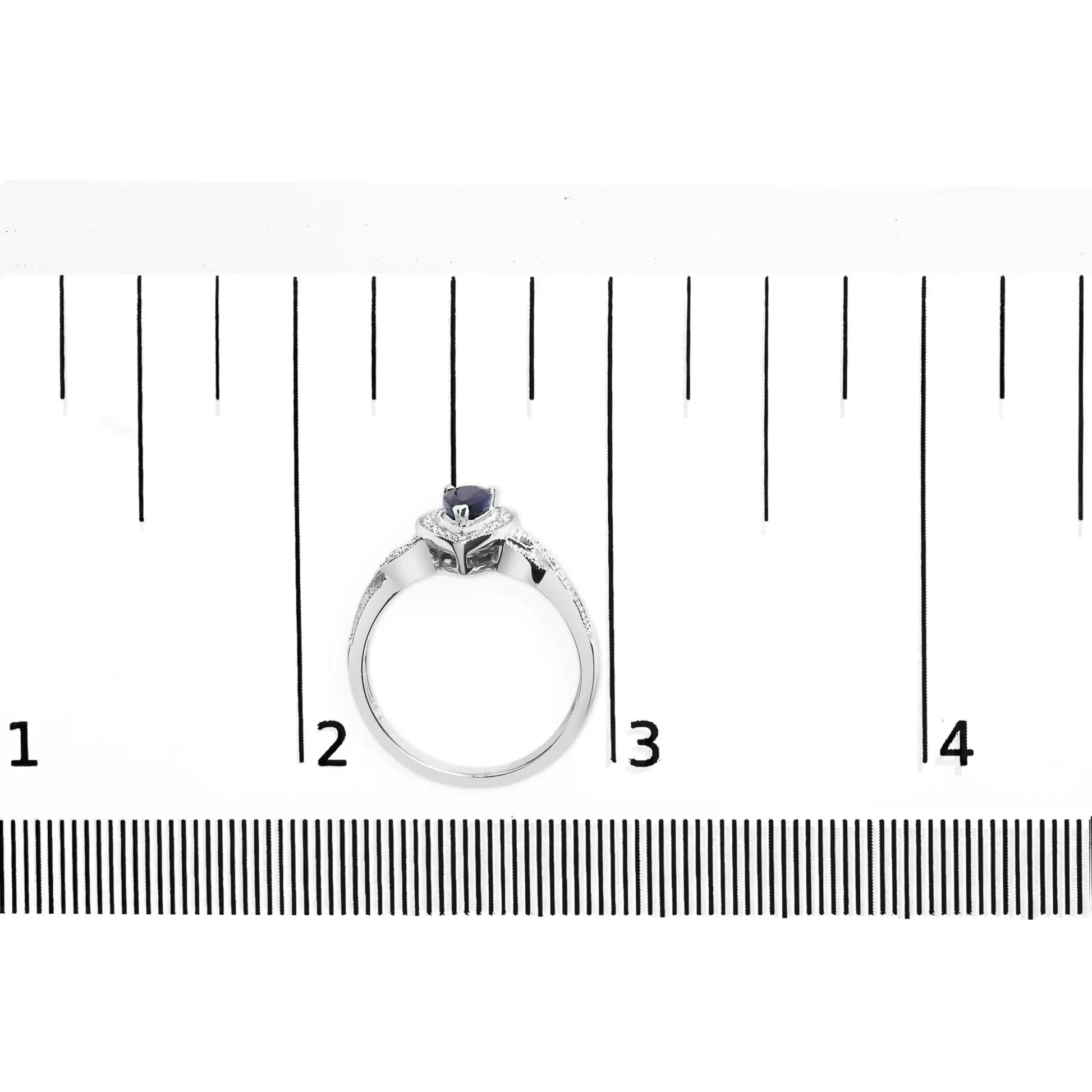 Anillo de Moda Halo con Zafiro de Pera 6x4mm y Diamante de Plata Esterlina .925 (Color H-I, Claridad SI1-SI2) - Tamaño 7.5 WEM Support (www.WEM.support)