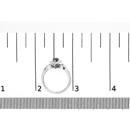 Anillo de Moda Halo con Zafiro de Pera 6x4mm y Diamante de Plata Esterlina .925 (Color H-I, Claridad SI1-SI2) - Tamaño 7.5 WEM Support (www.WEM.support)