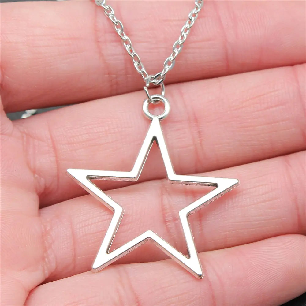 Simple Vintage Hollow Star Pendant Necklace WEM Support (www.WEM.support)