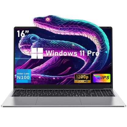 NIAKUN 16 Inch Laptop Computer | Gaming Laptop | 16GB RAM 512GB SSD | N100 Processor | FHD 1920 * 1200 | 180 Angle Open | Backlit Keyboard | Windows 11 Pro | Fingerprint Unlock | UHD Graphics 750 MHz