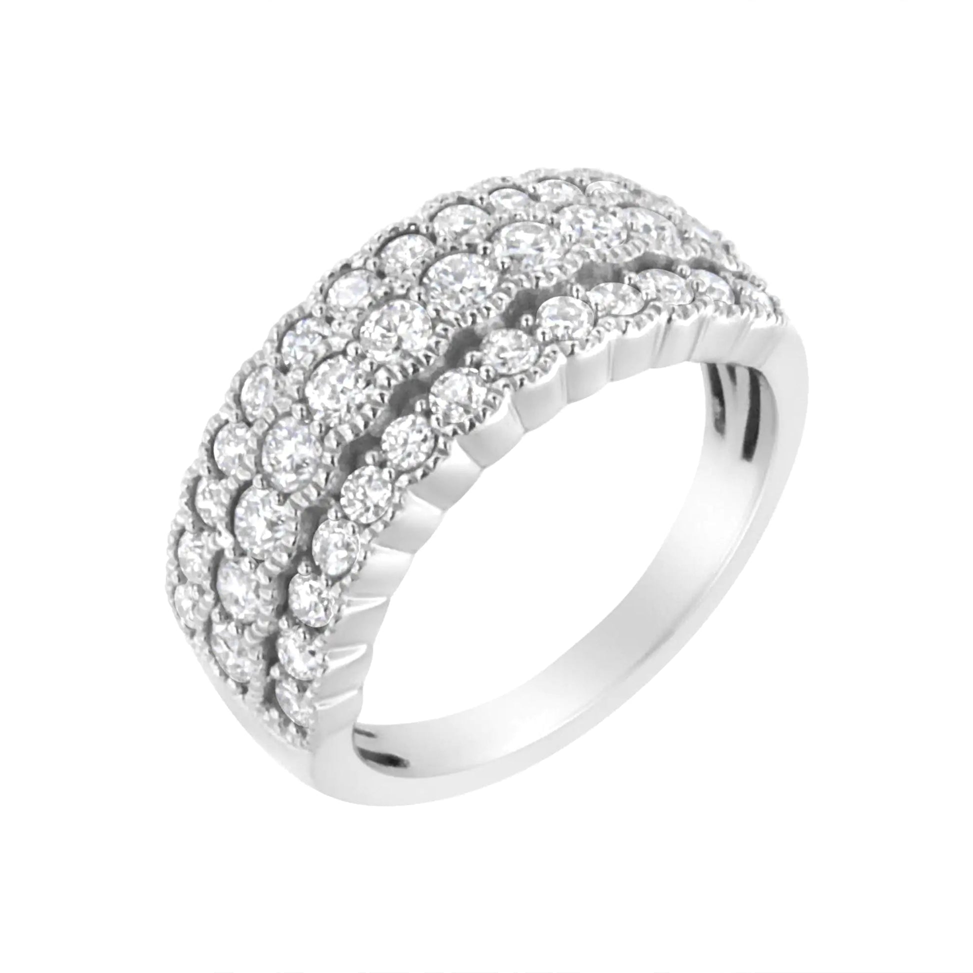.925 Sterling Silver 1 3/8 cttw Lab Grown Diamond Anniversary Band Ring (F-G Color,VS2-SI1 Clarity) WEM Support (www.WEM.support)